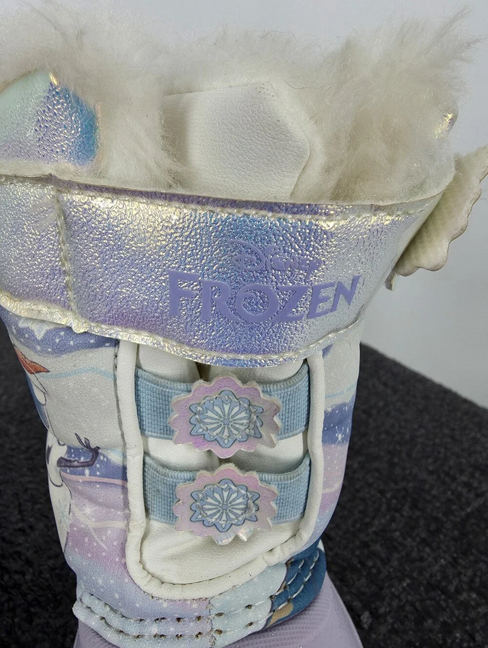 Disney Frozen Toddler Girls Light-Up Winter Snow Boots Purple Iridescent Size 7